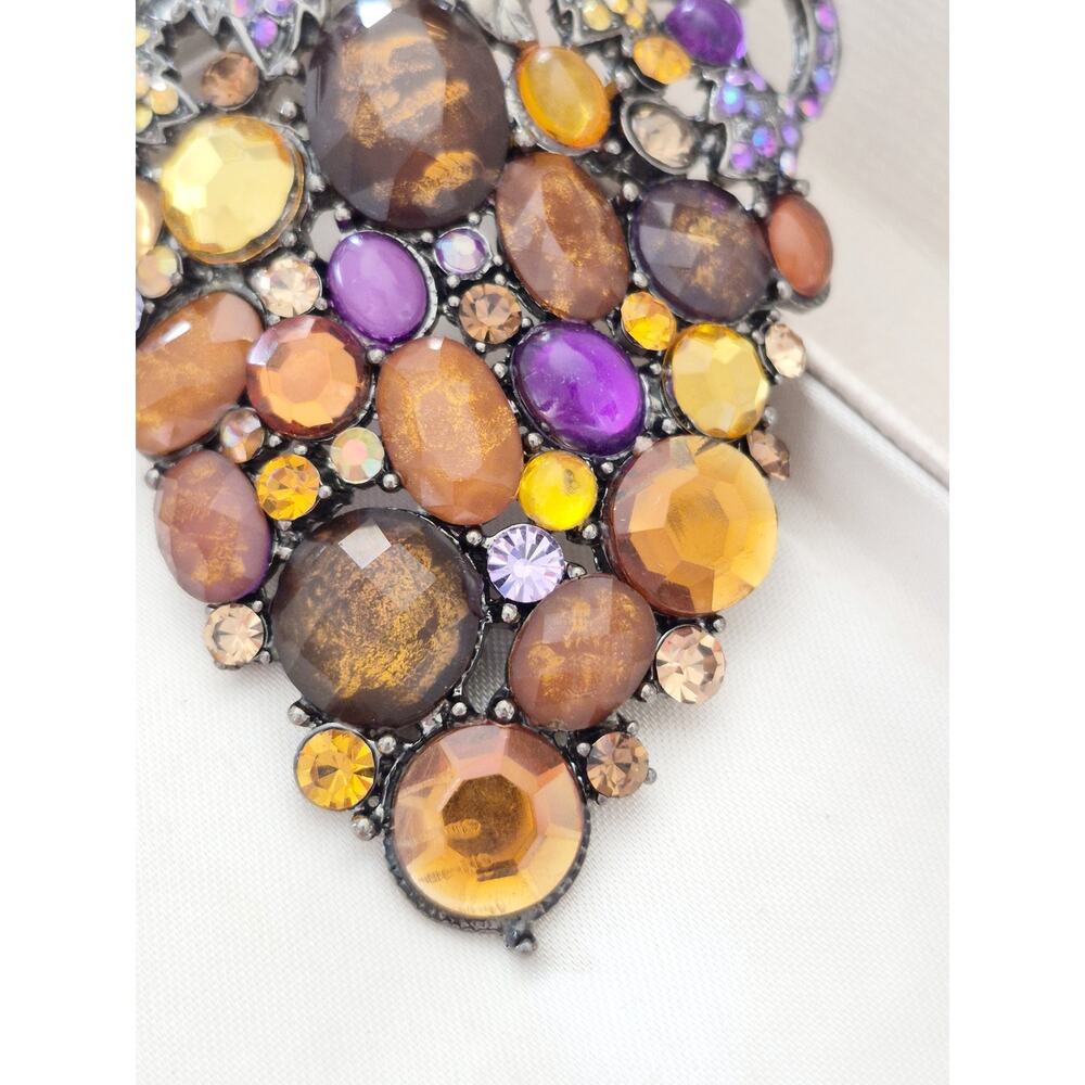 Large Grape Multi-color Rhinestone Brooch - Picture 3 of 5